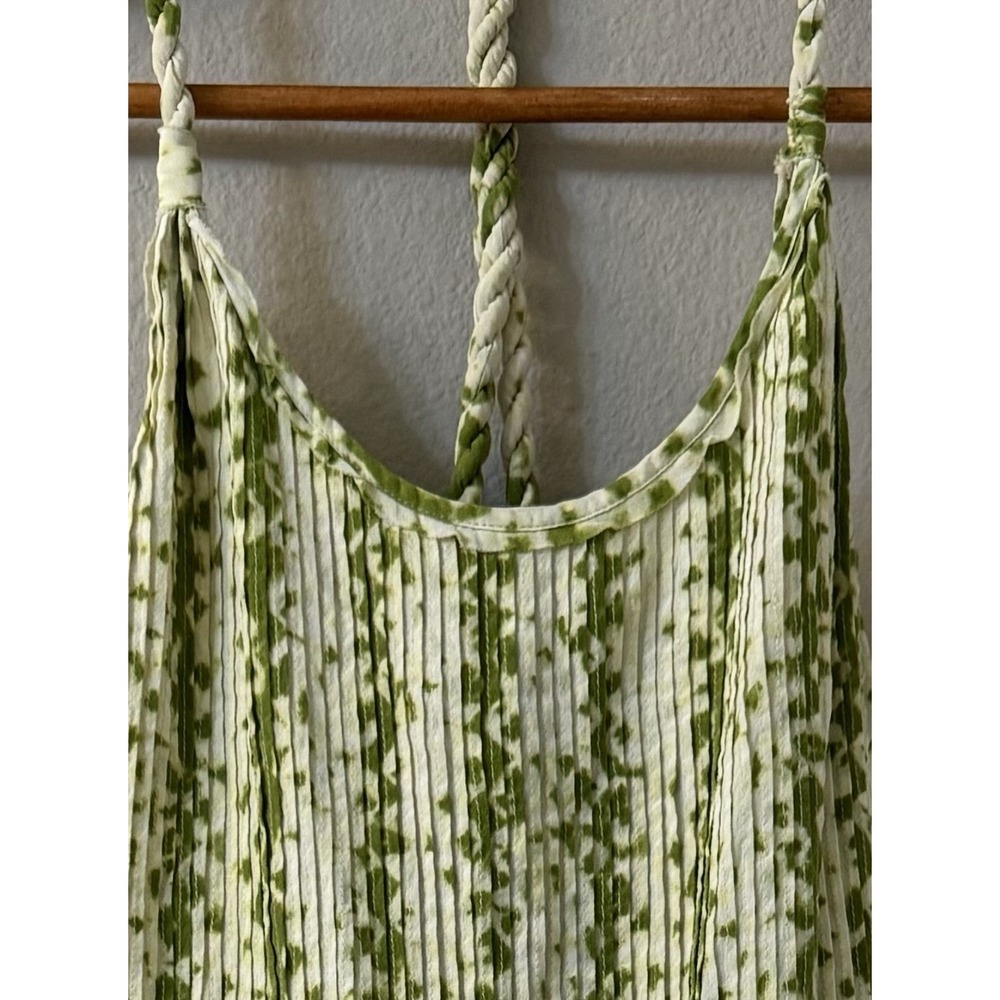 BANANA REPUBLIC Mini Dress Womens 4 Silk Green‎ Spaghetti Racerback Straps Boho